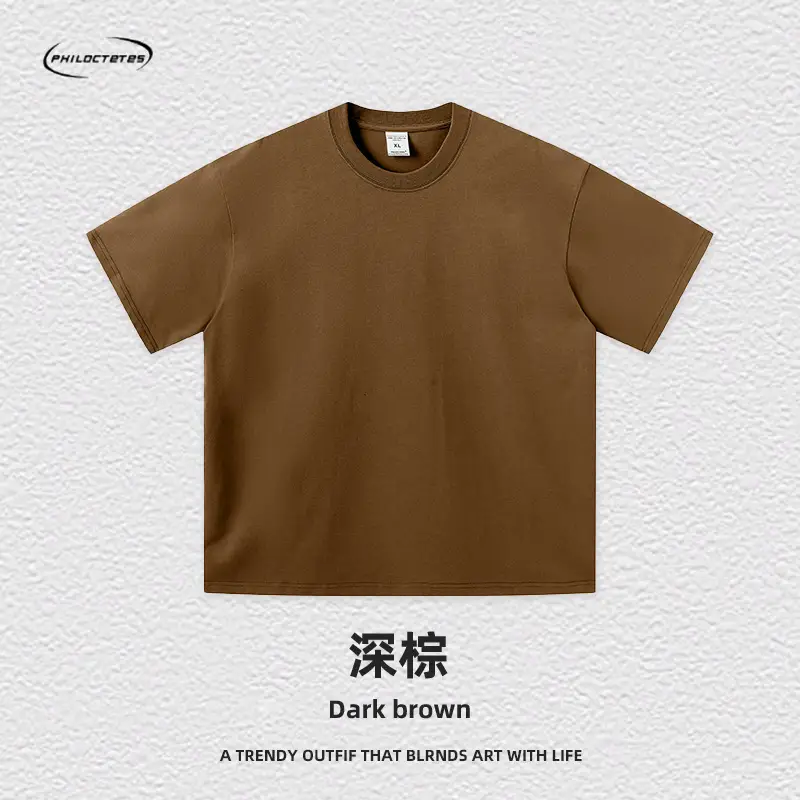 Men's Blue Cotton T-Shirt 260G Double Yarn - Image 10