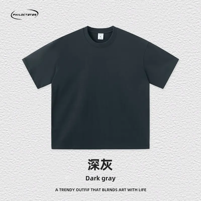 Men's Blue Cotton T-Shirt 260G Double Yarn - Image 18