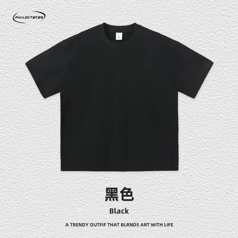Men's Blue Cotton T-Shirt 260G Double Yarn - Image 2