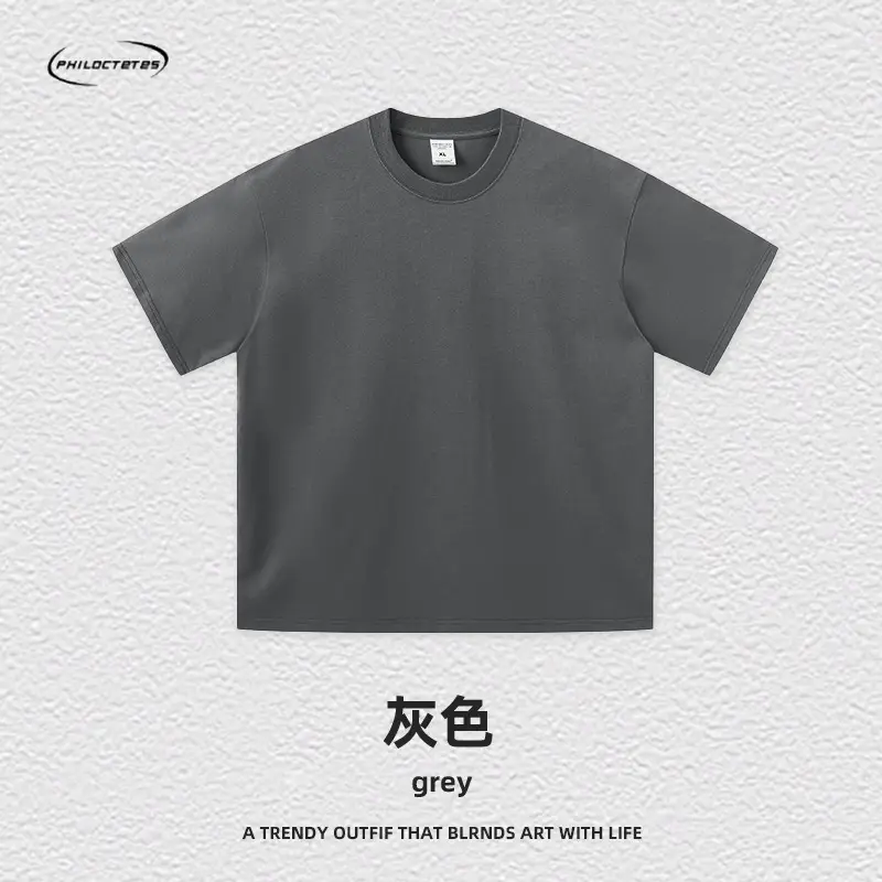 Men's Blue Cotton T-Shirt 260G Double Yarn - Image 20
