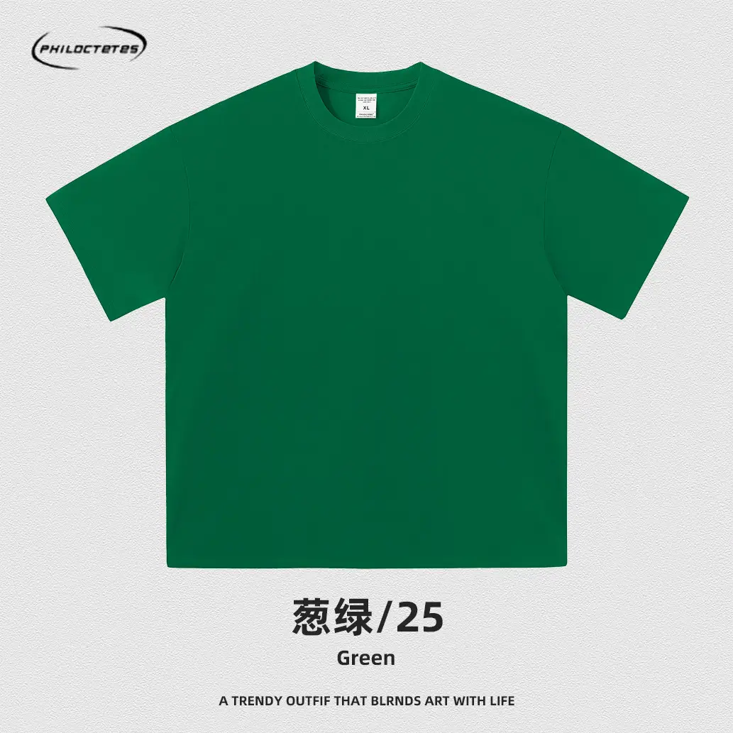 Men's Blue Cotton T-Shirt 260G Double Yarn - Image 25