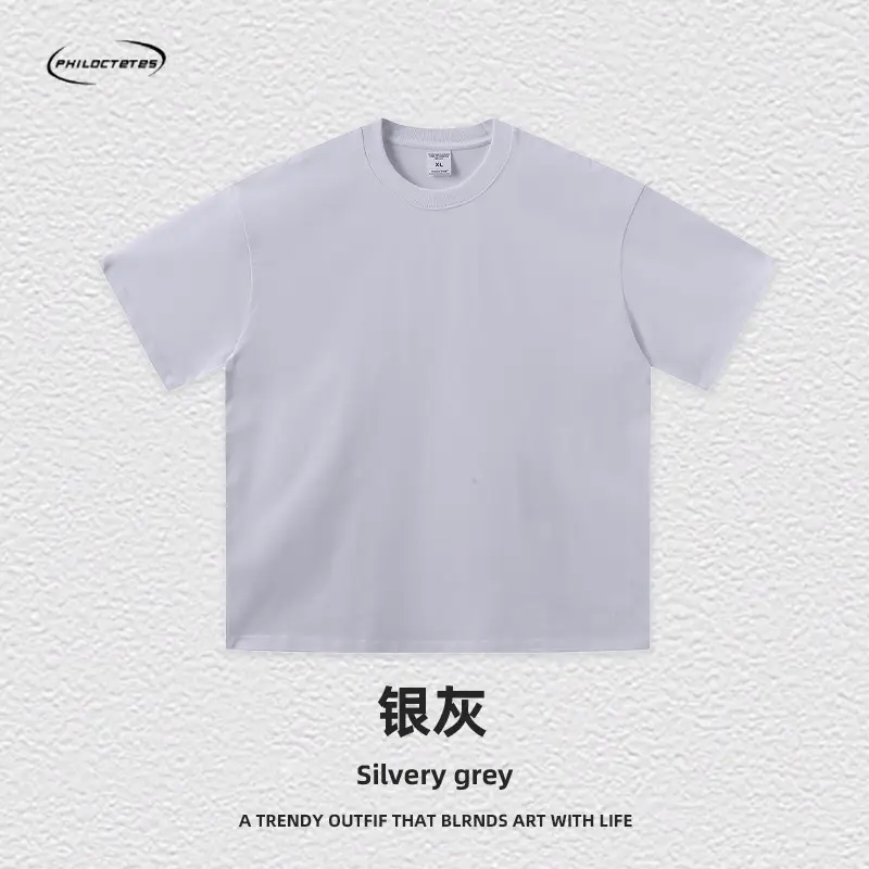 Men's Blue Cotton T-Shirt 260G Double Yarn - Image 3