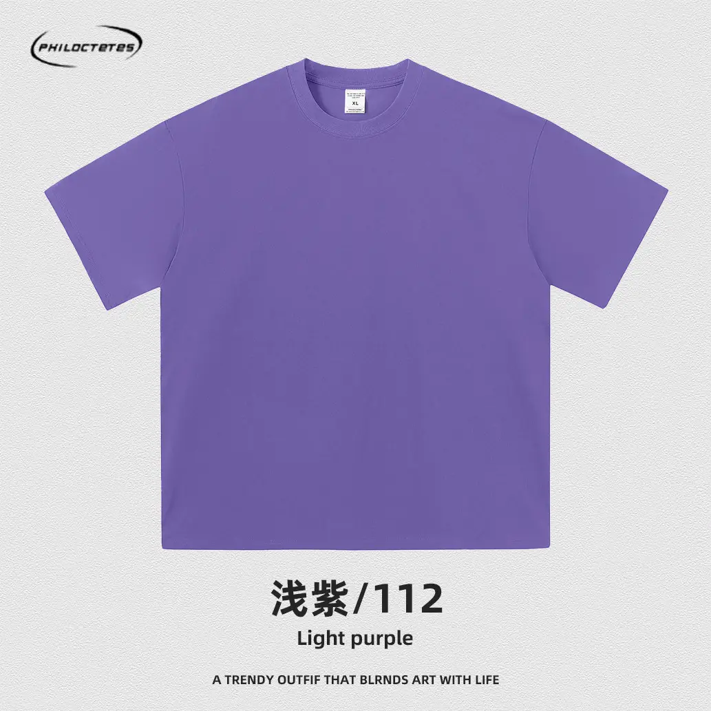 Men's Blue Cotton T-Shirt 260G Double Yarn - Image 32