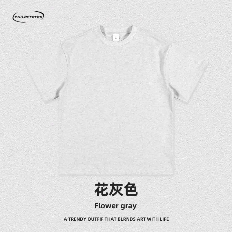 Men's Blue Cotton T-Shirt 260G Double Yarn - Image 37