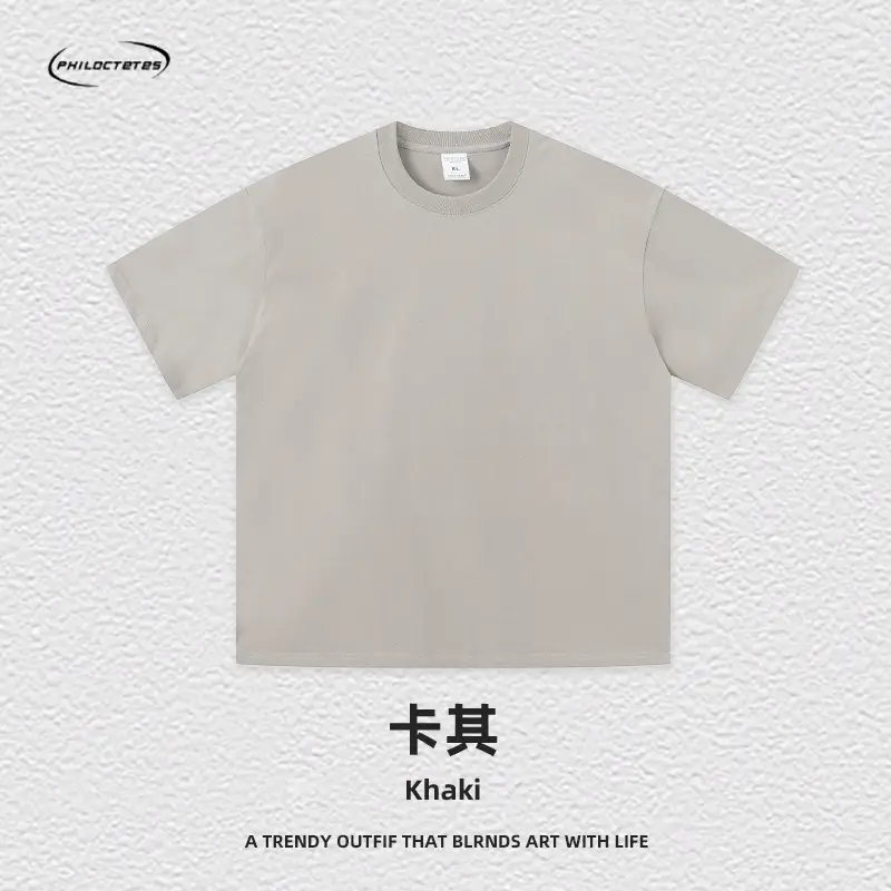 Men's Blue Cotton T-Shirt 260G Double Yarn - Image 5