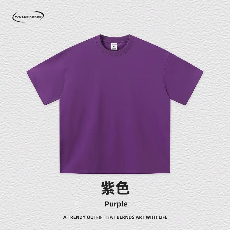 Men's Blue Cotton T-Shirt 260G Double Yarn - Image 9
