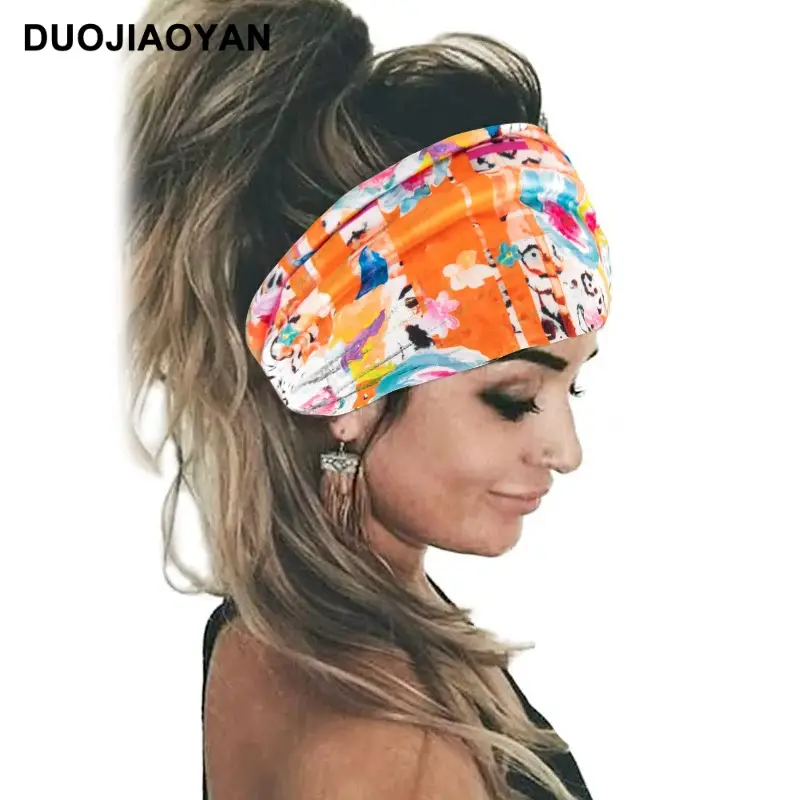 Printed Sweat-Absorbent Women's Headbands with Wide Edges - Image 10
