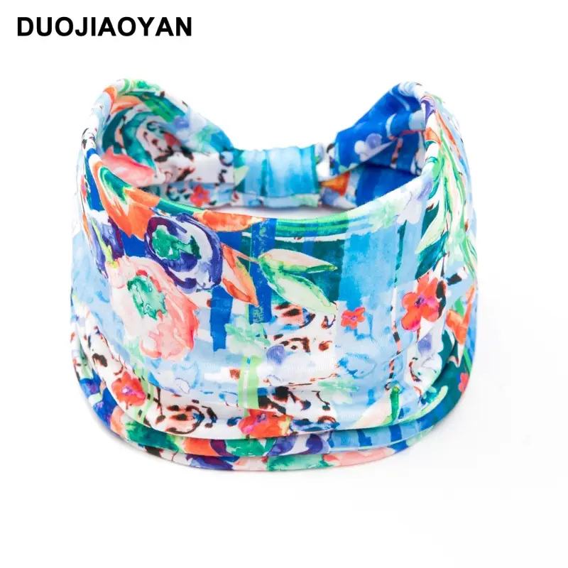 Printed Sweat-Absorbent Women's Headbands with Wide Edges - Image 2