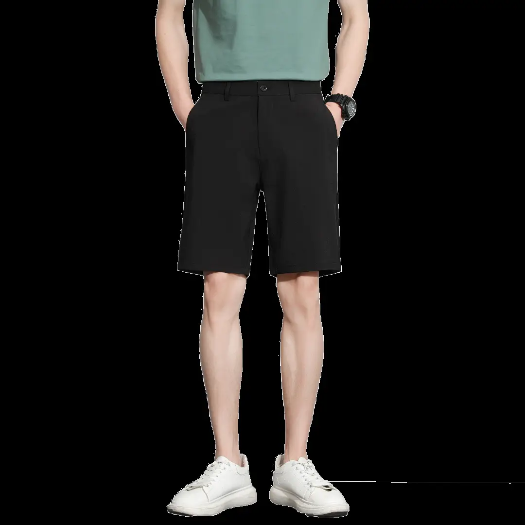 Men Black 5-Point Slim Fit Shorts Korean Style - Image 7