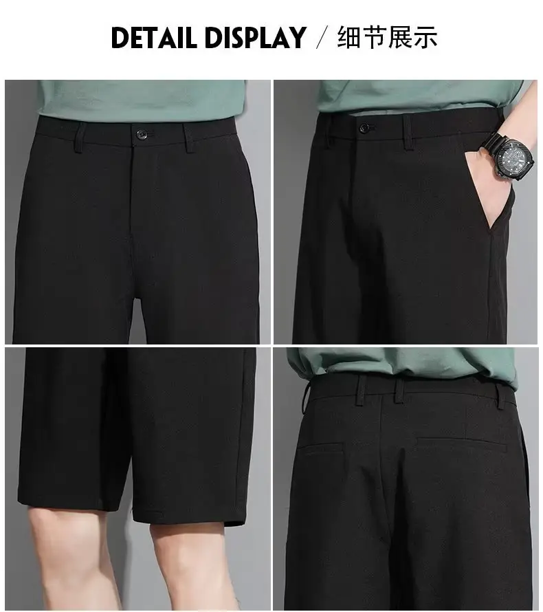Men Black 5-Point Slim Fit Shorts Korean Style — feature 107