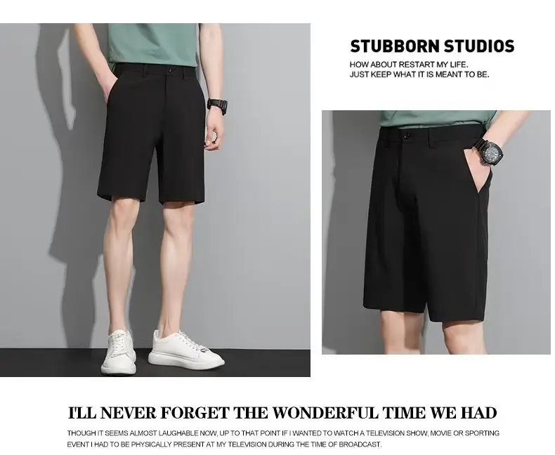 Men Black 5-Point Slim Fit Shorts Korean Style — feature 108