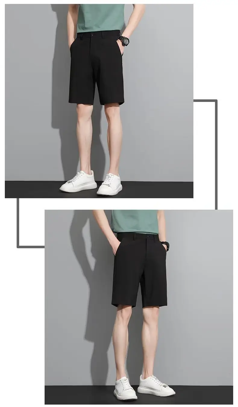 Men Black 5-Point Slim Fit Shorts Korean Style — feature 109