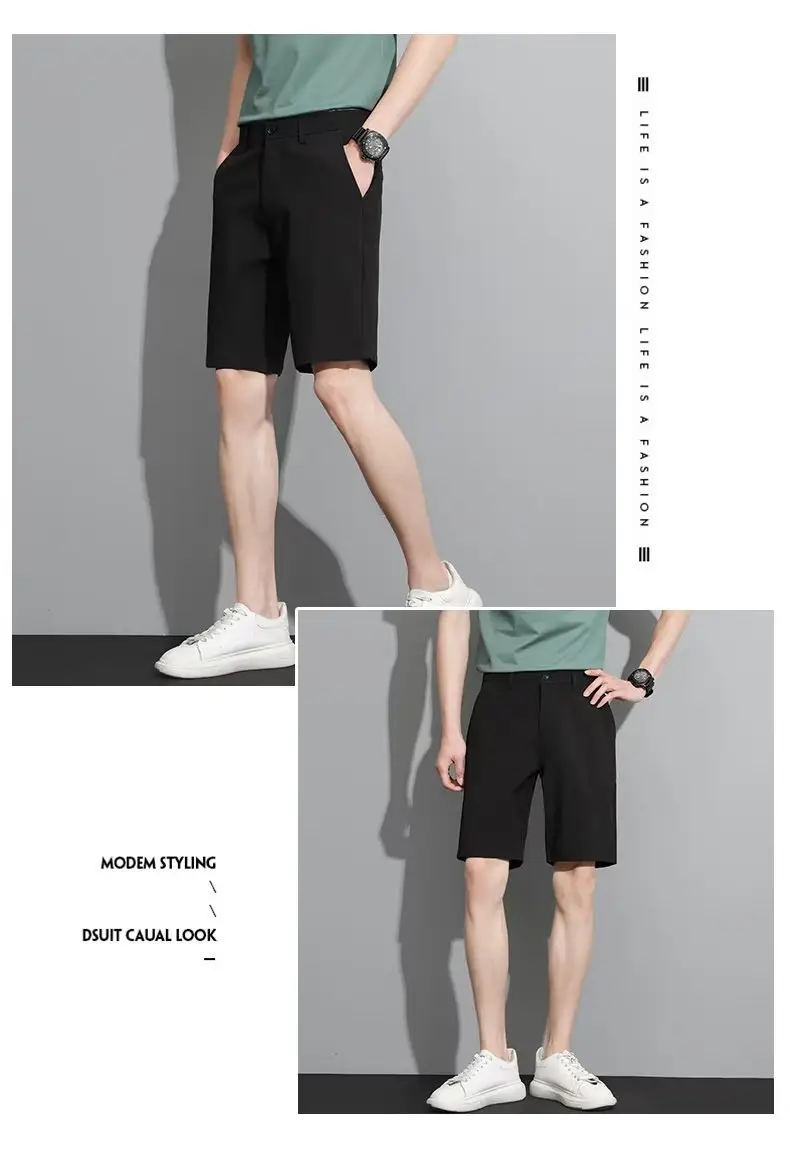 Men Black 5-Point Slim Fit Shorts Korean Style — feature 110