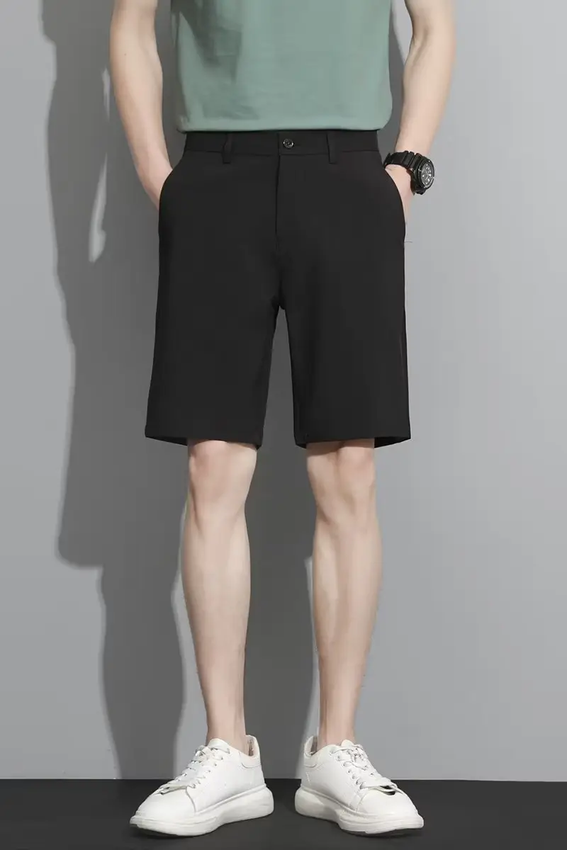 Men Black 5-Point Slim Fit Shorts Korean Style — feature 116
