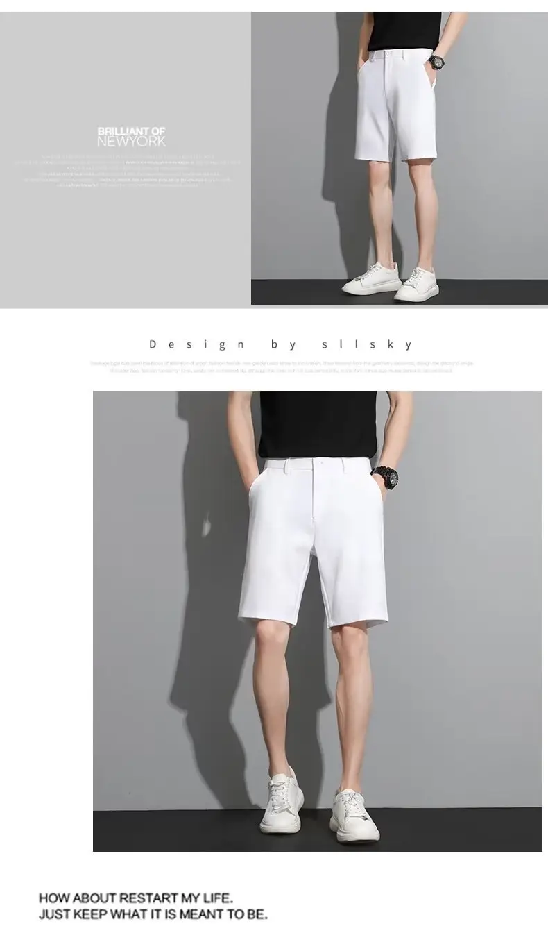 Men Black 5-Point Slim Fit Shorts Korean Style — feature 117