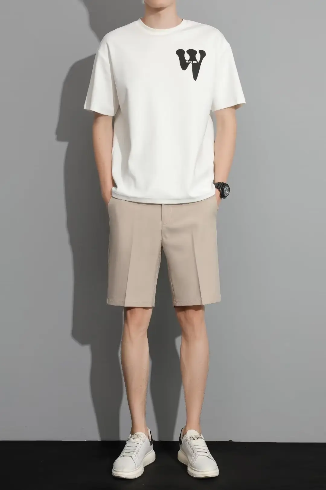 Men Black 5-Point Slim Fit Shorts Korean Style — feature 34