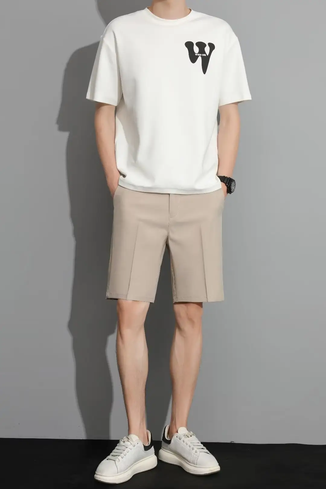 Men Black 5-Point Slim Fit Shorts Korean Style — feature 35
