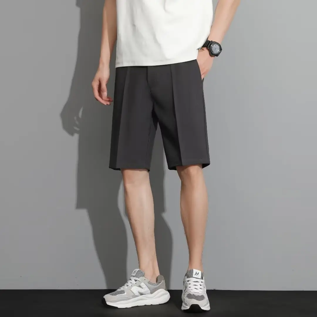 Men Black 5-Point Slim Fit Shorts Korean Style — feature 40