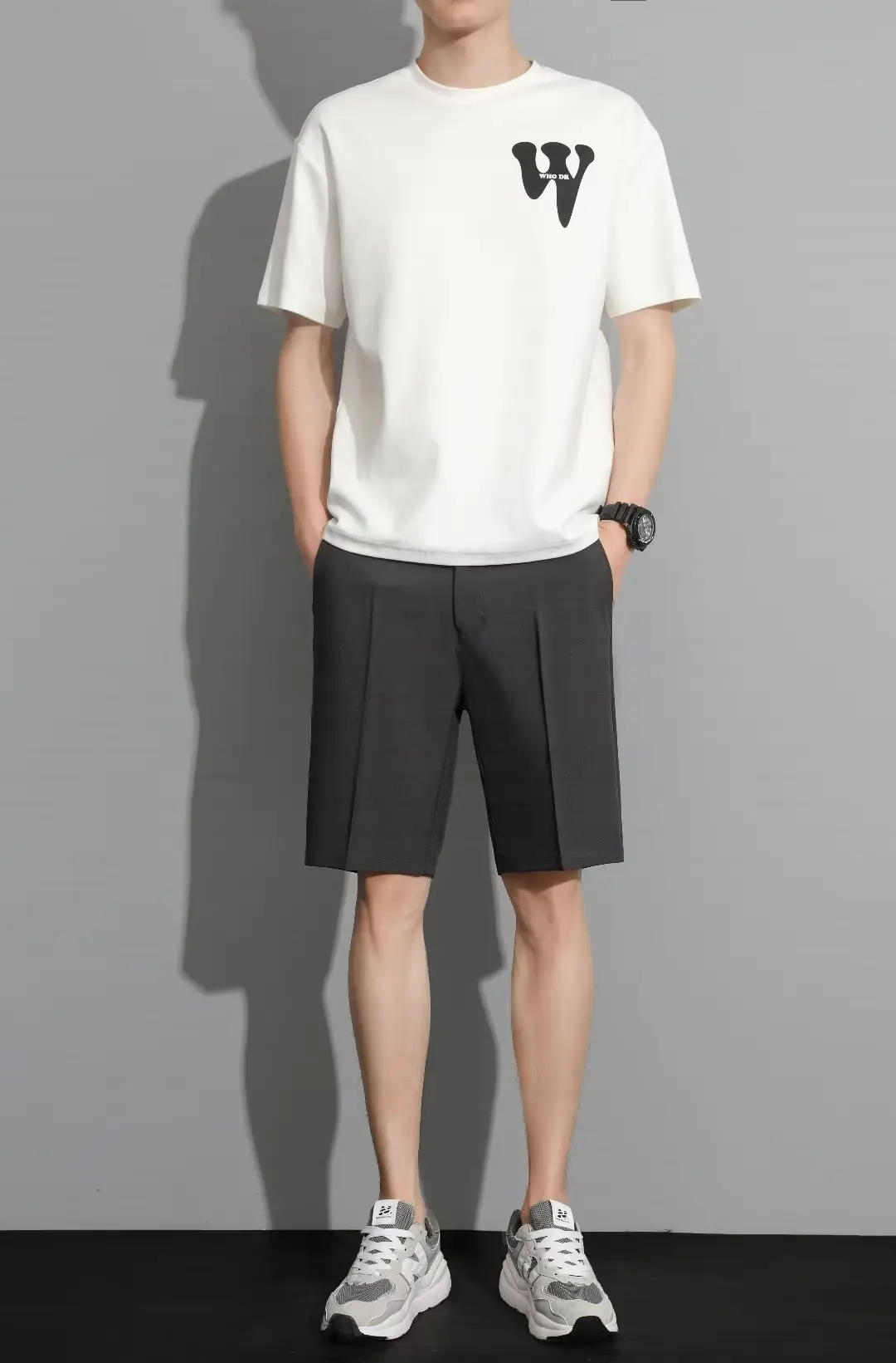 Men Black 5-Point Slim Fit Shorts Korean Style — feature 44