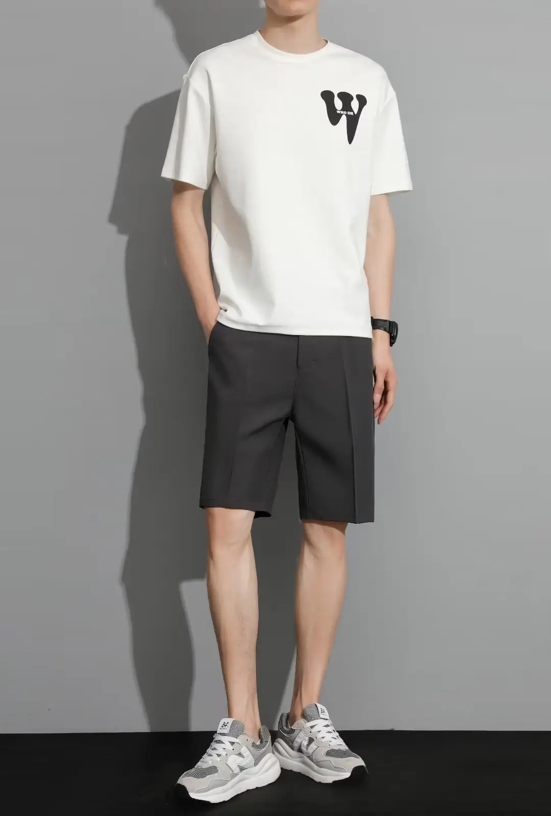 Men Black 5-Point Slim Fit Shorts Korean Style — feature 45