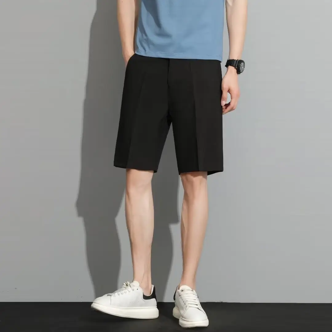 Men Black 5-Point Slim Fit Shorts Korean Style — feature 47
