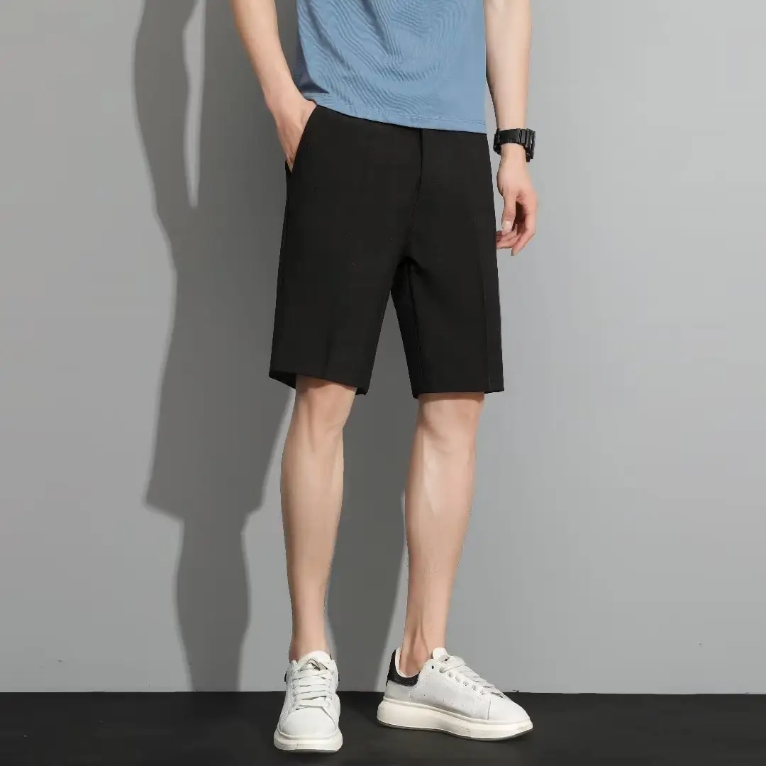 Men Black 5-Point Slim Fit Shorts Korean Style — feature 49