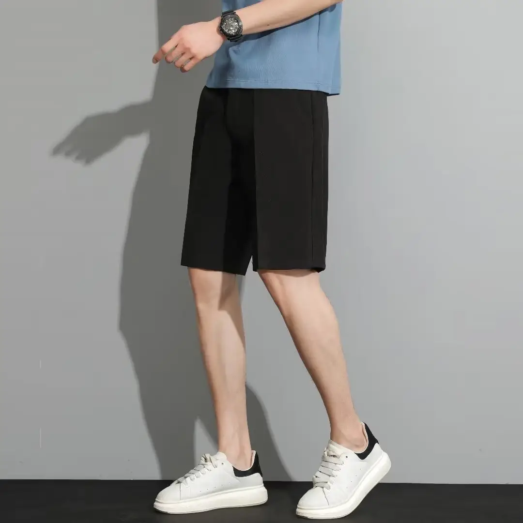 Men Black 5-Point Slim Fit Shorts Korean Style — feature 51