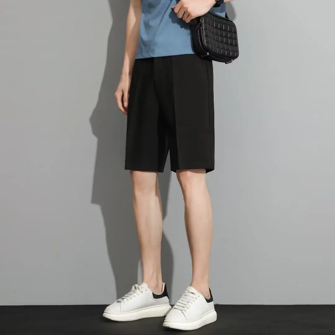 Men Black 5-Point Slim Fit Shorts Korean Style — feature 53