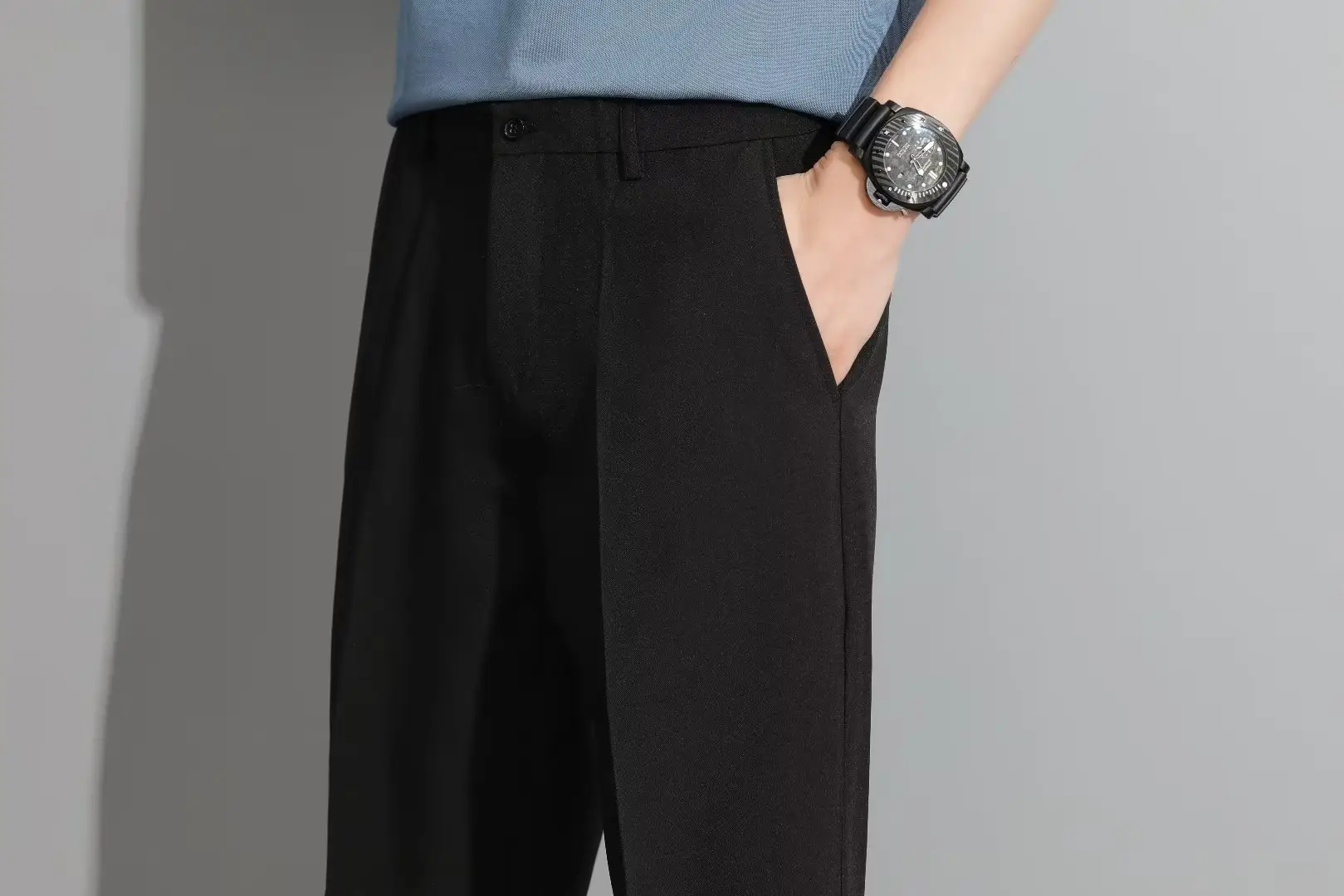 Men Black 5-Point Slim Fit Shorts Korean Style — feature 57