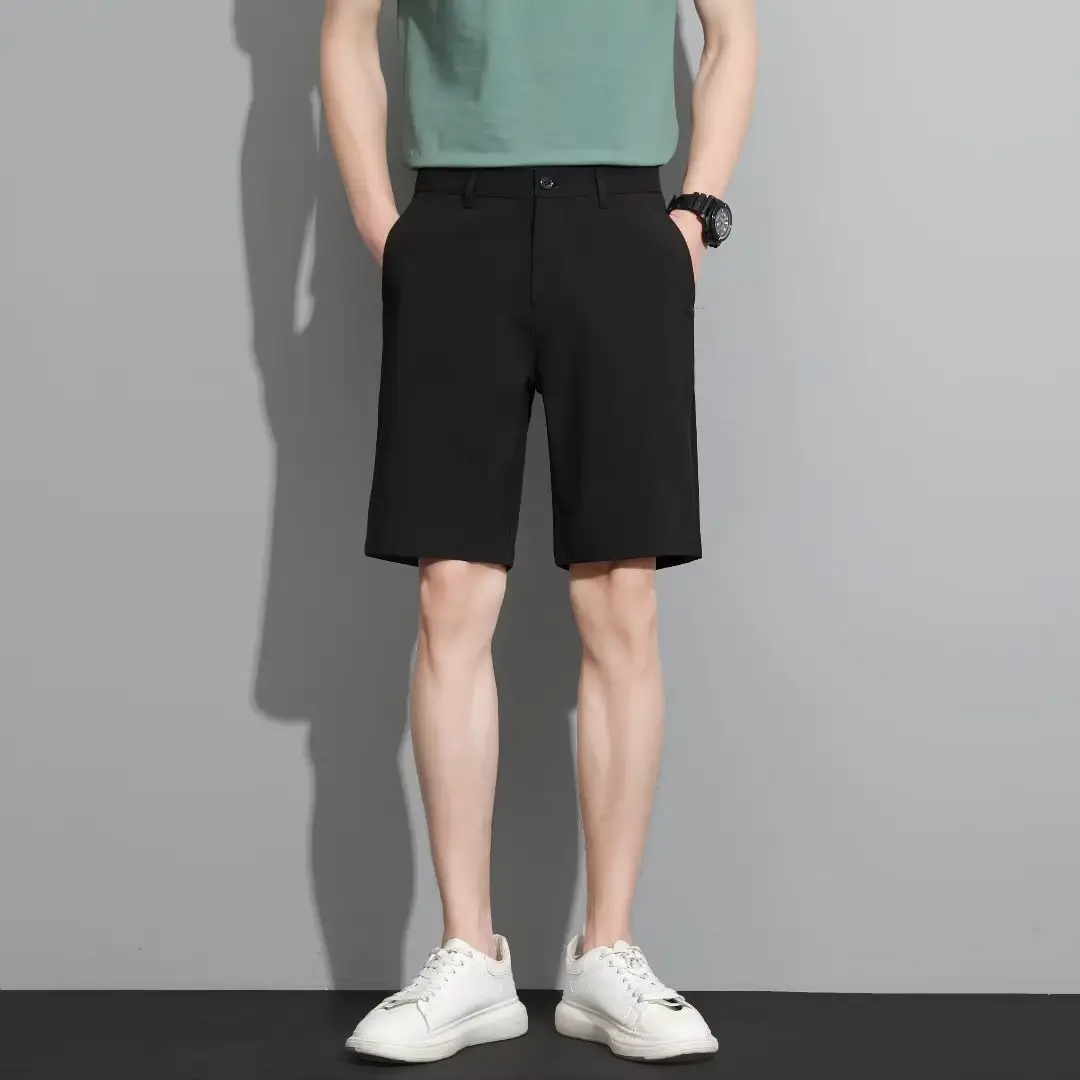 Men Black 5-Point Slim Fit Shorts Korean Style — feature 77