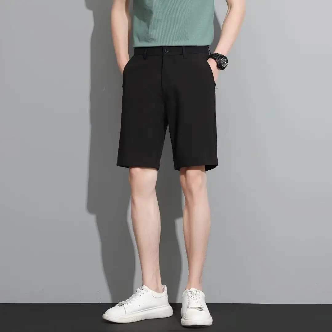 Men Black 5-Point Slim Fit Shorts Korean Style — feature 78
