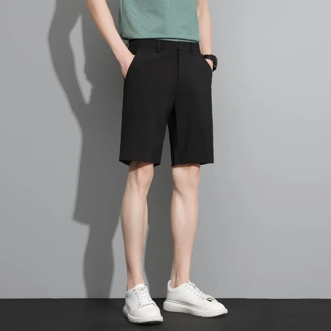Men Black 5-Point Slim Fit Shorts Korean Style — feature 79