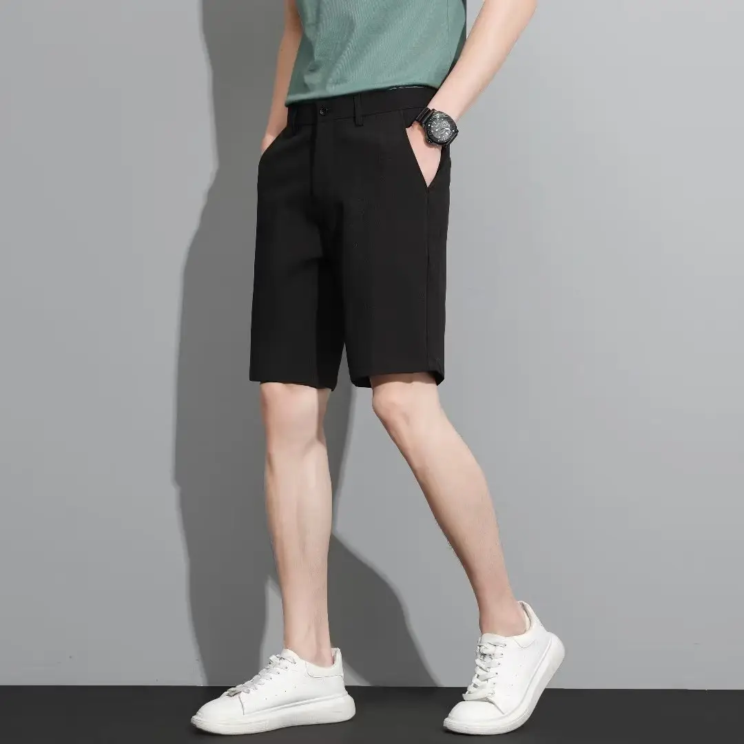 Men Black 5-Point Slim Fit Shorts Korean Style — feature 81
