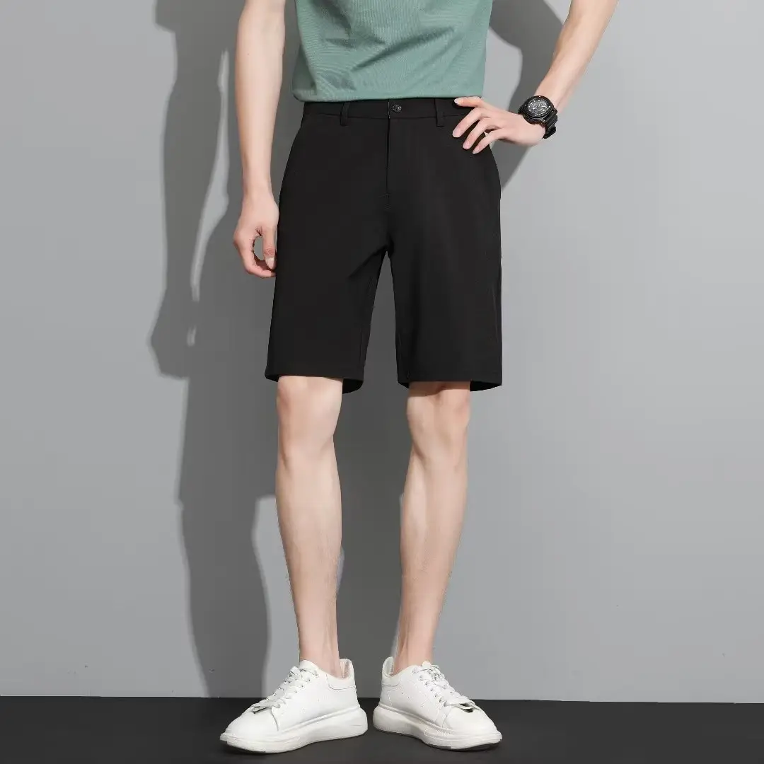 Men Black 5-Point Slim Fit Shorts Korean Style — feature 82
