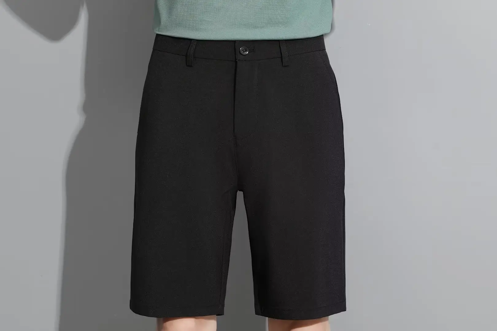 Men Black 5-Point Slim Fit Shorts Korean Style — feature 85