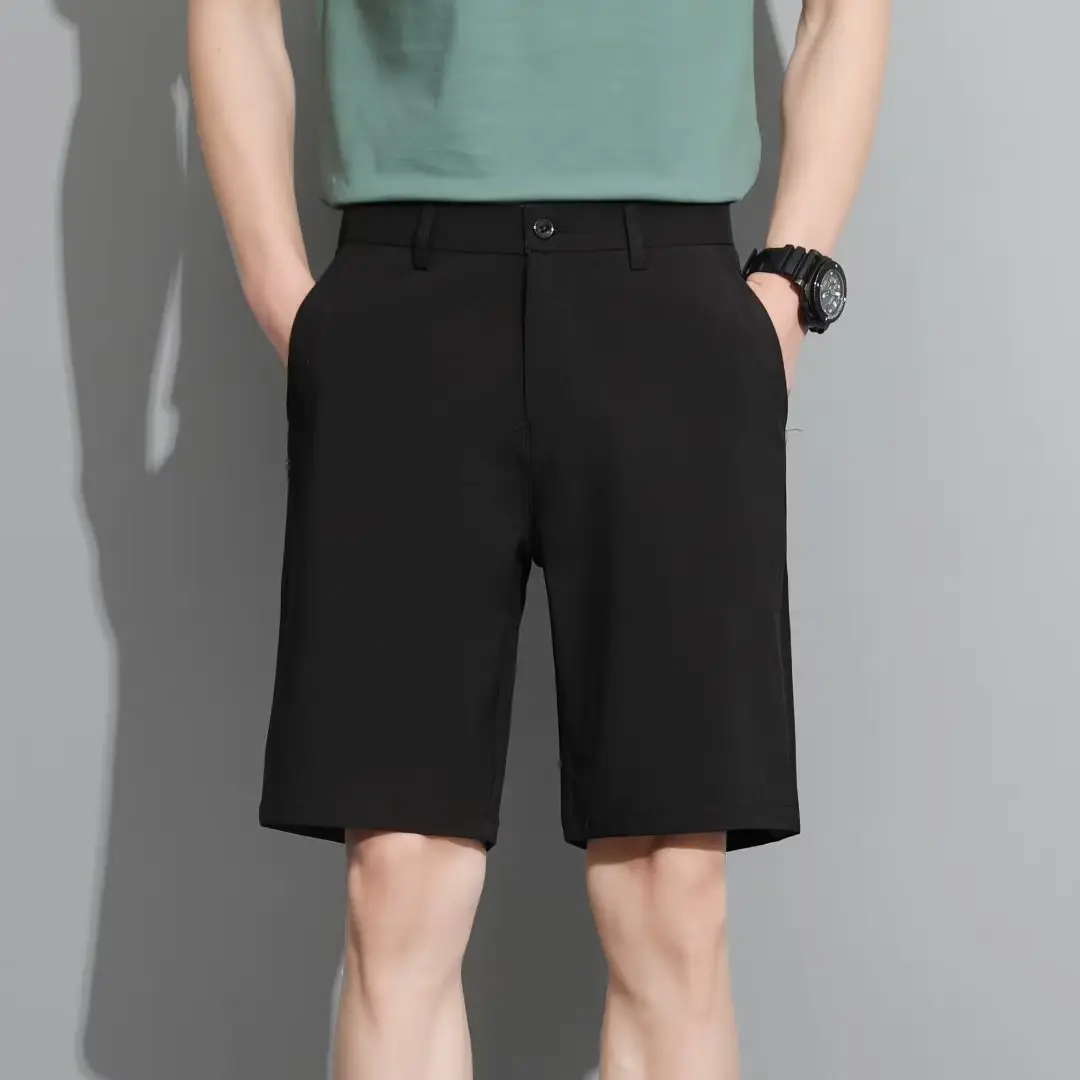 Men Black 5-Point Slim Fit Shorts Korean Style — feature 96