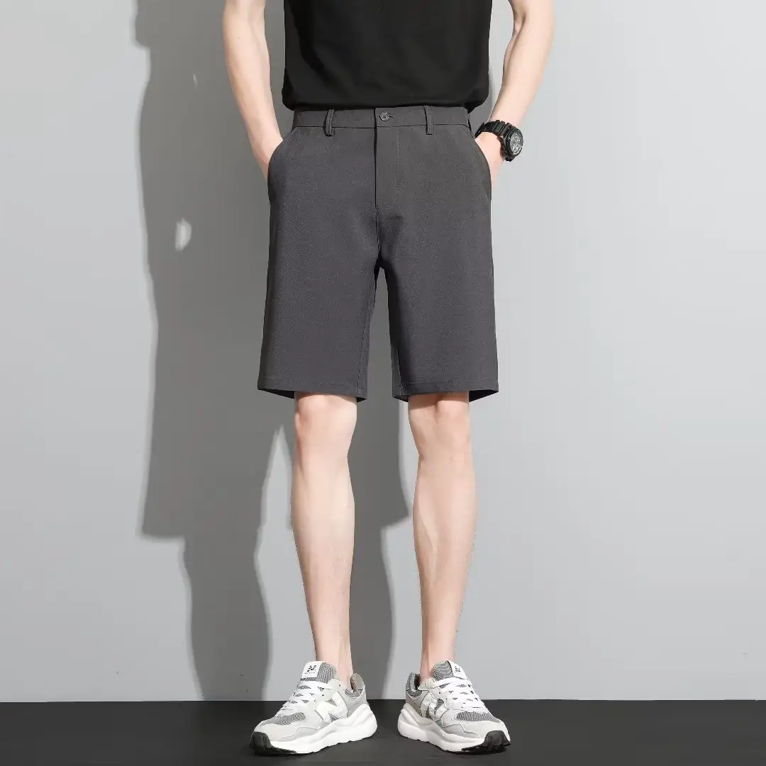 Men Black 5-Point Slim Fit Shorts Korean Style - Image 2