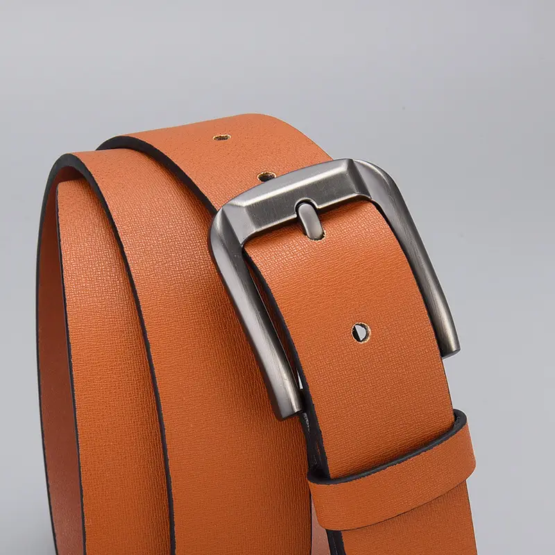 Men's Brown Leather Belt with Silver Buckle - Image 4