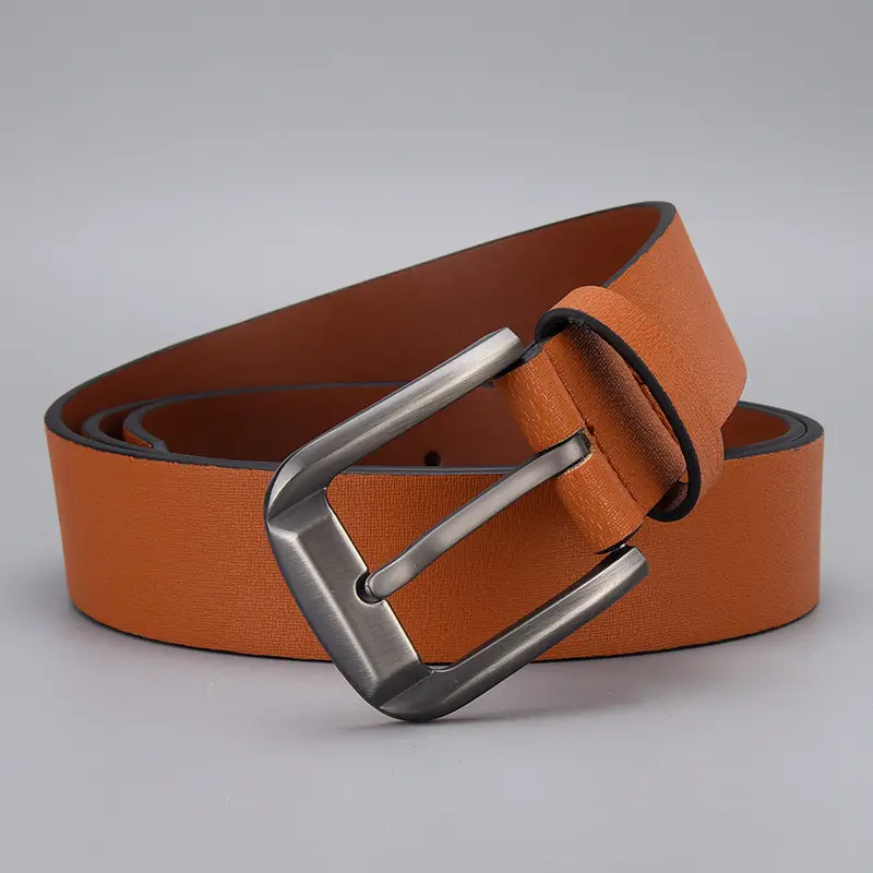 Men's Brown Leather Belt with Silver Buckle - Image 5