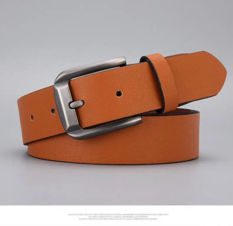 Men's Brown Leather Belt with Silver Buckle — feature 3
