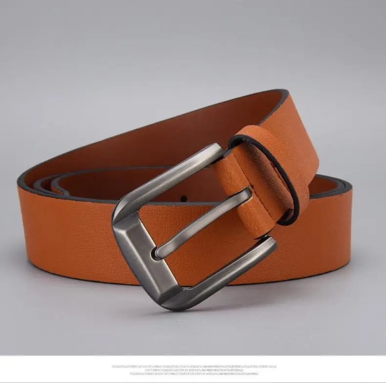 Men's Brown Leather Belt with Silver Buckle — feature 4