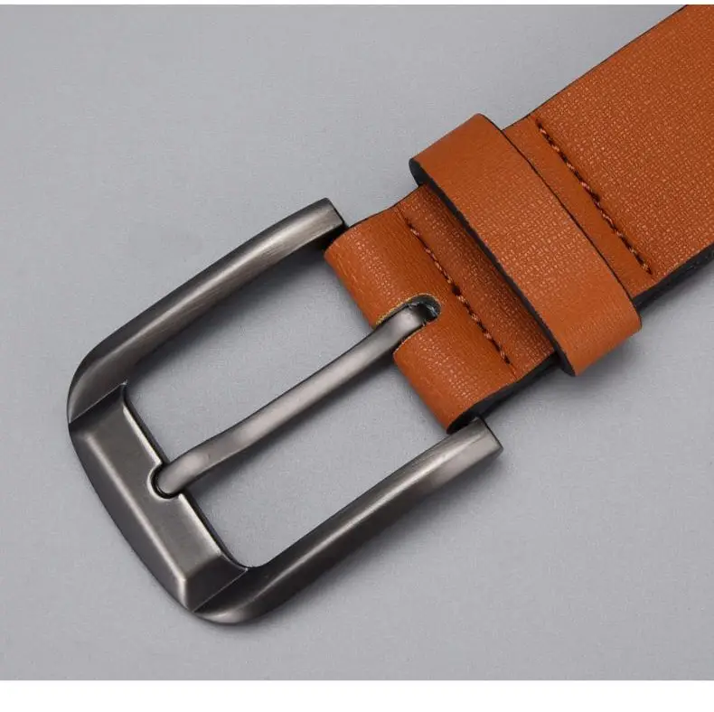 Men's Brown Leather Belt with Silver Buckle — feature 6