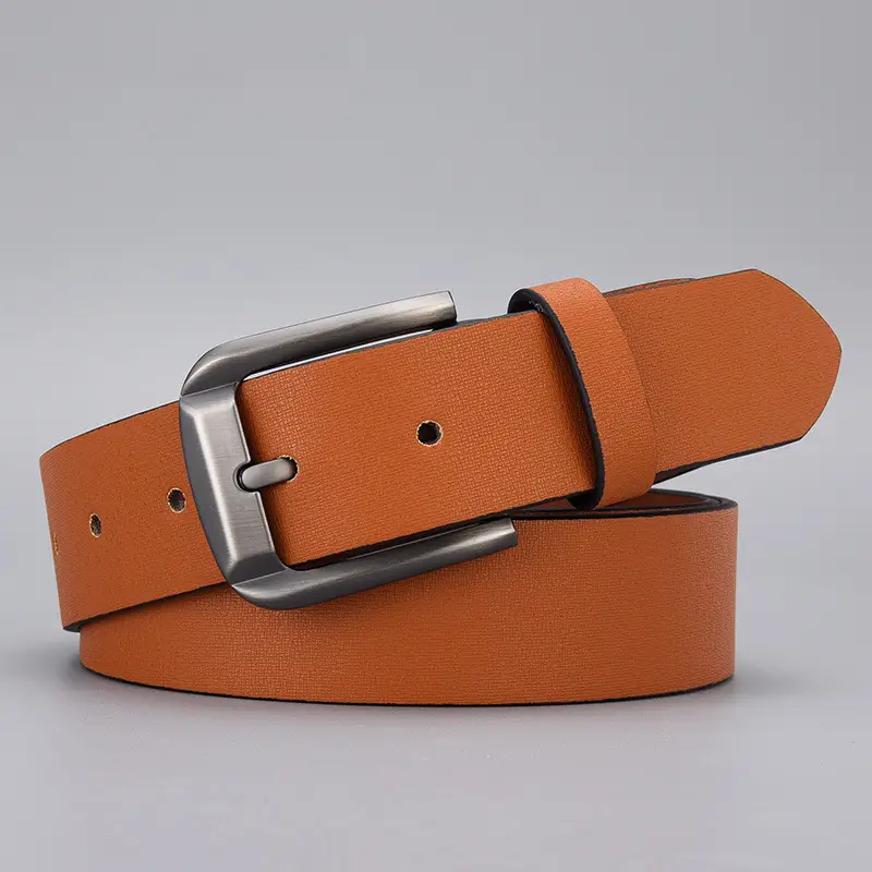 Men's Brown Leather Belt with Silver Buckle