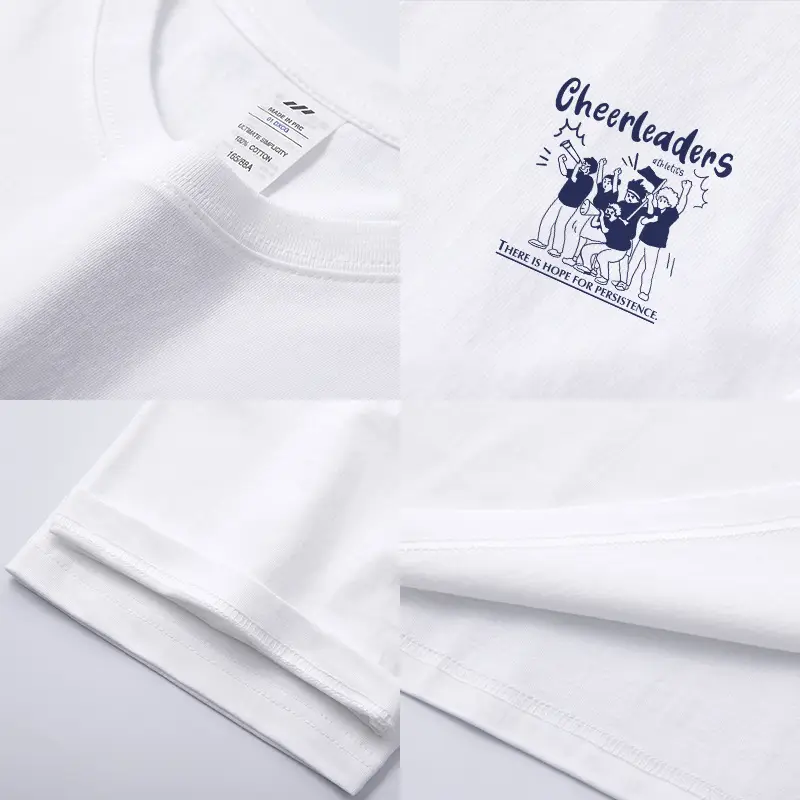 Men Printed Cheerleaders T-Shirt White Navy Long Sleeve - Image 13