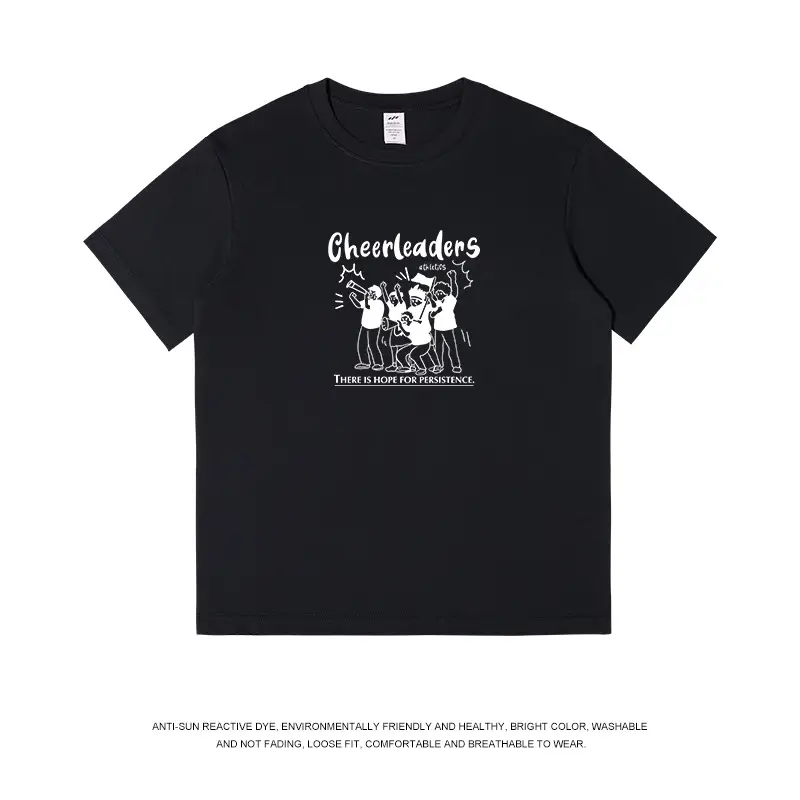 Men Printed Cheerleaders T-Shirt White Navy Long Sleeve - Image 2