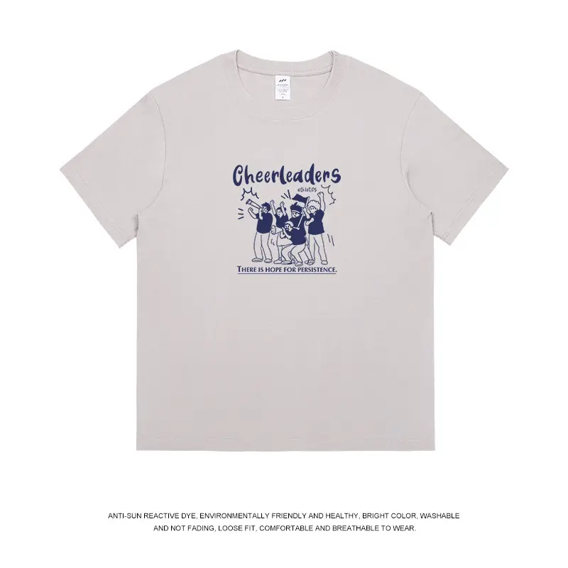 Men Printed Cheerleaders T-Shirt White Navy Long Sleeve - Image 3