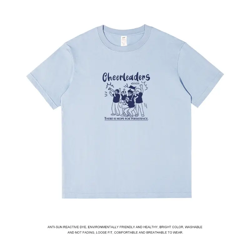 Men Printed Cheerleaders T-Shirt White Navy Long Sleeve - Image 4