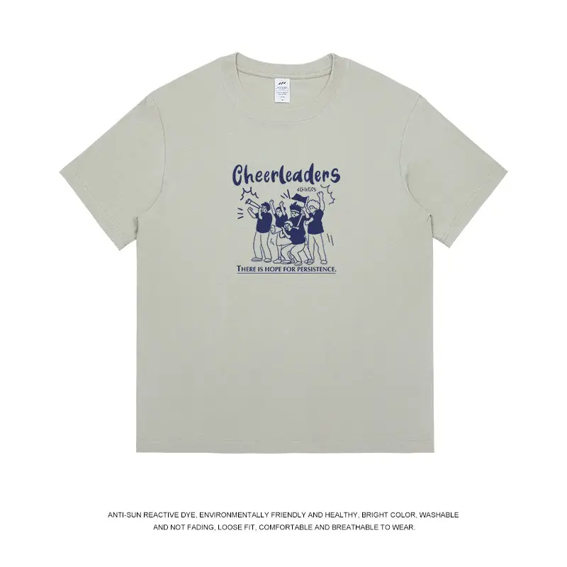 Men Printed Cheerleaders T-Shirt White Navy Long Sleeve - Image 5