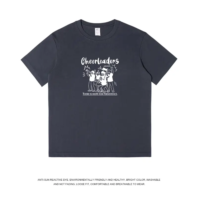 Men Printed Cheerleaders T-Shirt White Navy Long Sleeve - Image 6