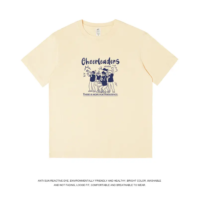 Men Printed Cheerleaders T-Shirt White Navy Long Sleeve - Image 8